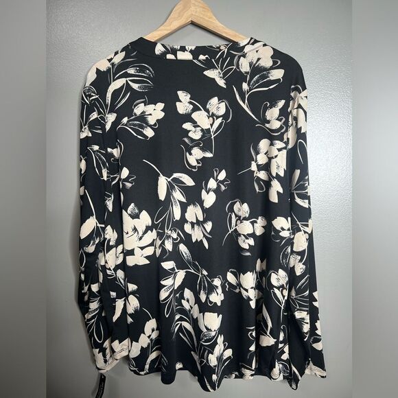 4/$25 Zac & Rachel pop over blouse size 2X floral long sleeve office casual New - Picture 3 of 9